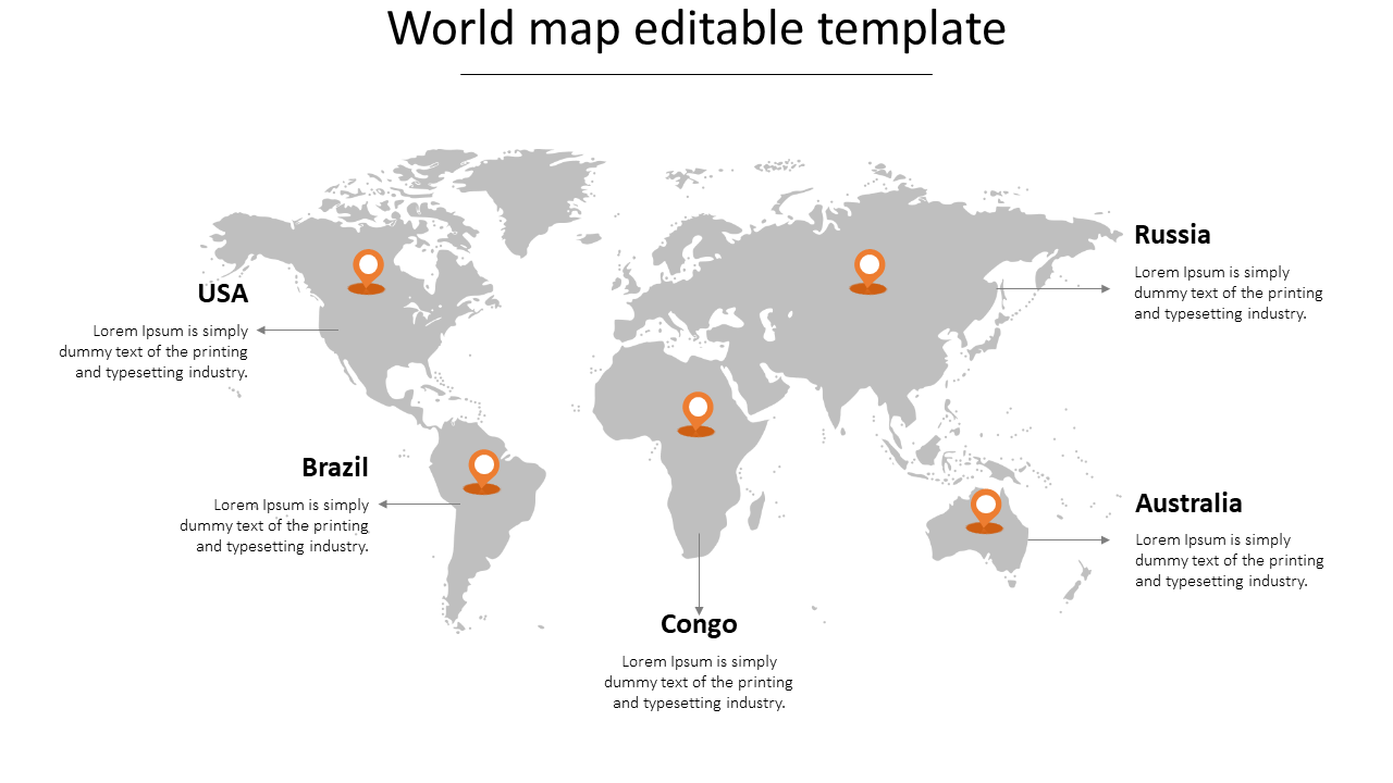 Our Predesigned World Map Editable Template-Five Node